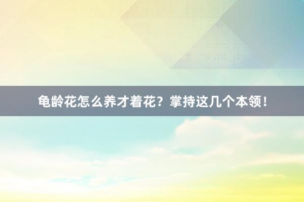 龟龄花怎么养才着花？掌持这几个本领！