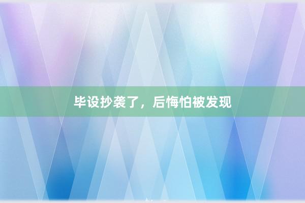 毕设抄袭了，后悔怕被发现